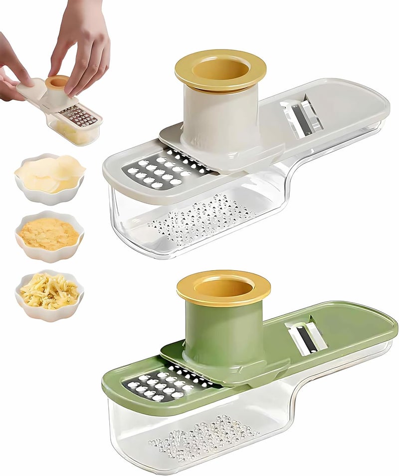 Geyynow 2PCS Small Multifunctional Garlic Grinder Hand, Mini Garlic Slicer Super Thin with Container - Image 1